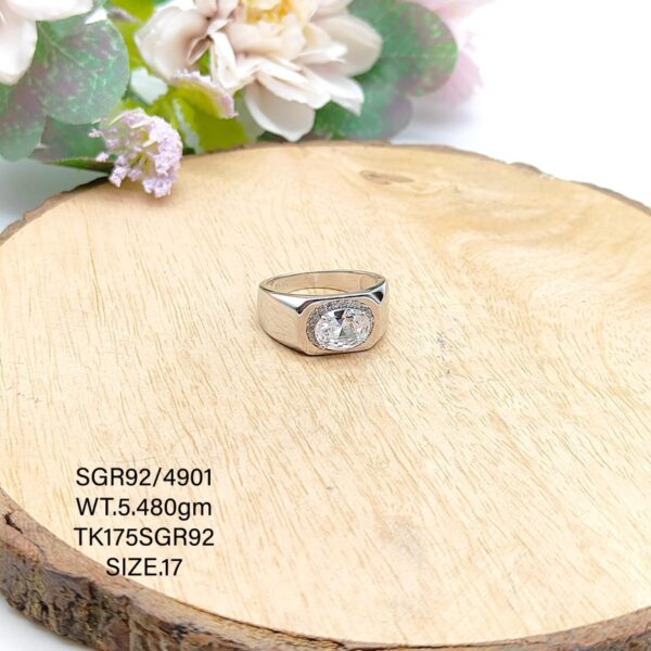 Solitaire Gents Ring in Sterling Silver Pure 925 BIS Hallmarked