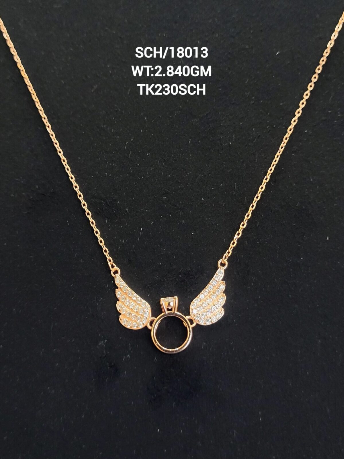 Chain with Angel wing Pendent in Sterling Silver