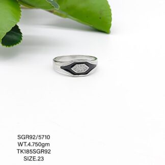 Black Stone Gents Ring in Sterling Silver Pure 925 BIS Hallmarked