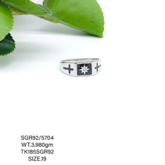 Black Stone Gents Ring in Sterling Silver Pure 925 BIS Hallmarked