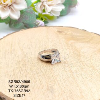 Solitaire Gents Ring in Sterling Silver Pure 925 BIS Hallmarked