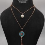 Dual Chain Necklace with Key Pendent in Sterling Silver