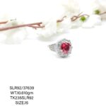 Stunning Red Stone Ladies Ring in Sterling Silver 925
