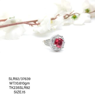 Stunning Red Stone Ladies Ring in Sterling Silver 925