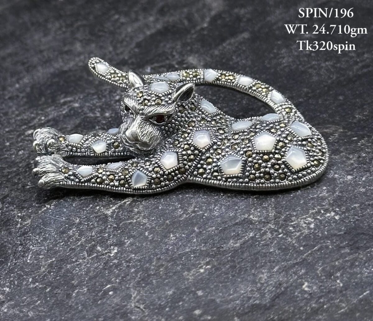 Exquisite Silver& Black Leopard Brooch in Pure Silver 925 BIS Hallmarked - Image 1