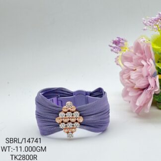 Stunning Floral Fabric Bracelet in Sterling Silver Pure 925