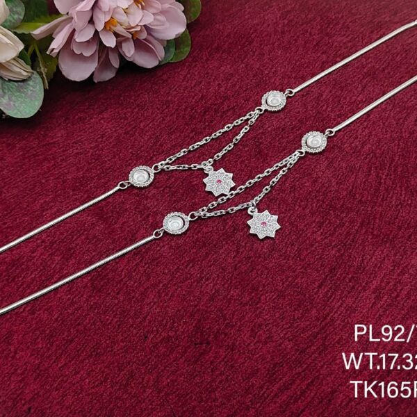 Elegant Floral Payal/Anklet in Pure 925 Silver BIS Hallmarked