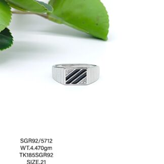 Black Stone Gents Ring in Sterling Silver Pure 925 BIS Hallmarked