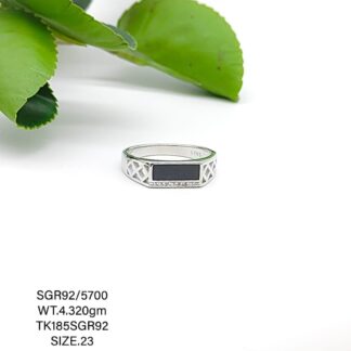 Black Stone Gents Ring in Sterling Silver Pure 925 BIS Hallmarked