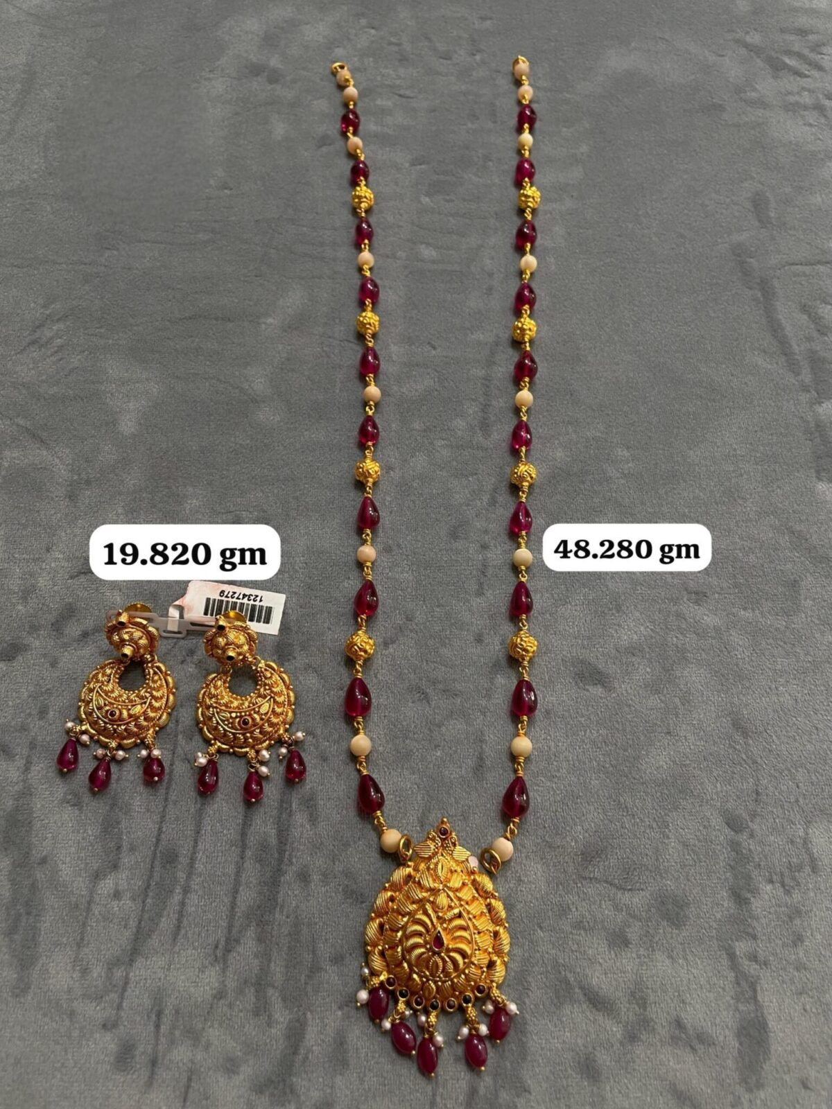 Temple Half Necklace With Earing in Pure Silver 925 BIS Hallmarked - Image 1