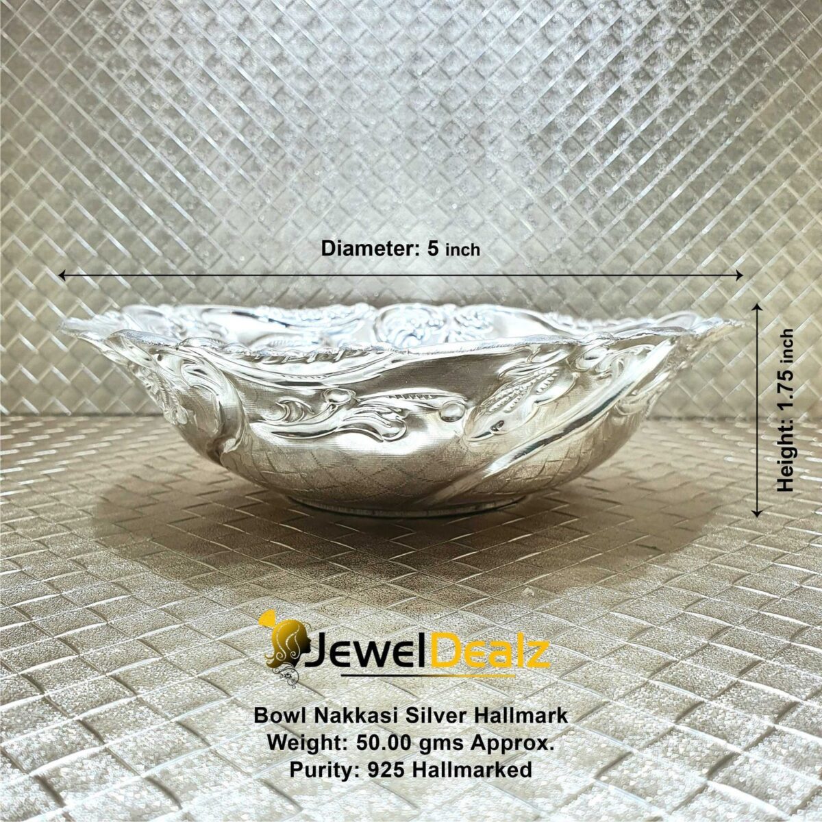Luster Bowl Nakkasi Pure Silver 925 Hallmarked Diam:5inch Hei:1.75inch - Image 1