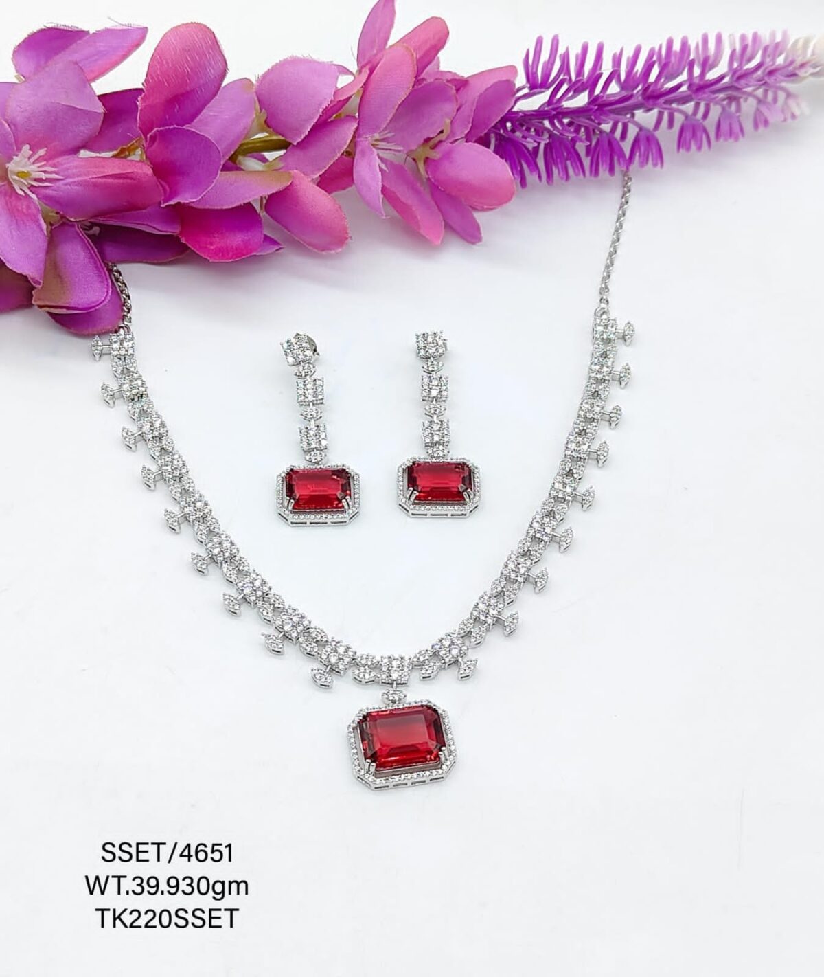 Stunning  Red Stone Necklace  set in Sterling Silver 925 - Image 1