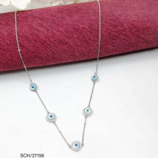 Evil Eye Blue Stone Necklace in Sterling Silver925