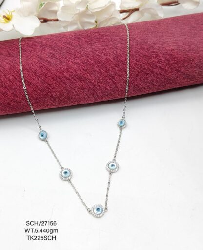 Evil Eye Blue Stone Necklace in Sterling Silver925