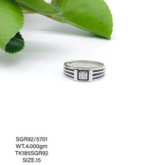 Black Stone Gents Ring in Sterling Silver Pure 925 BIS Hallmarked
