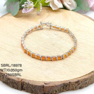 Vibrant Orange Crystal Bracelet in Sterling Silver Pure 925