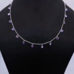 Vibrant Purple Oval Beads Necklace in Sterling Silver 925