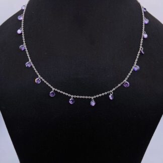 Vibrant Purple Oval Beads Necklace in Sterling Silver 925