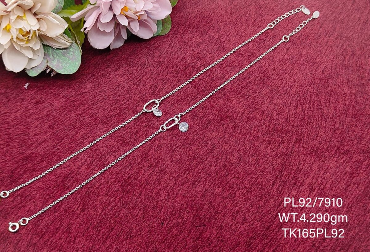 Elegant Stoned Payal/Anklet in Pure 925 Silver BIS Hallmarked