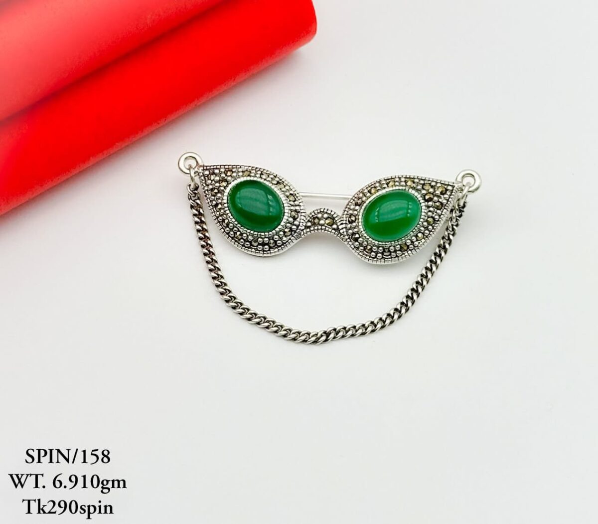 Elegant Sun Glass Brooch in Pure Silver 925 BIS Hallmarked