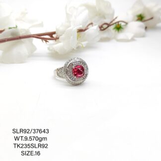 Stunning Red Stone Ladies Ring in Sterling Silver 925