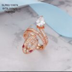 Snake Adorned with Sparkling Diamonds Ladies Ring in Sterling Silver 925