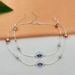 Elegant Evil Eye Payal/Anklet in Pure 925 Silver BIS Hallmarked