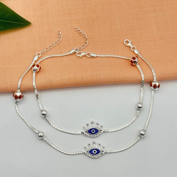 Elegant Evil Eye Payal/Anklet in Pure 925 Silver BIS Hallmarked