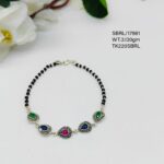 Multi-stone Black Beads Bracelet in Sterling Silver Pure 925 Hallmarked