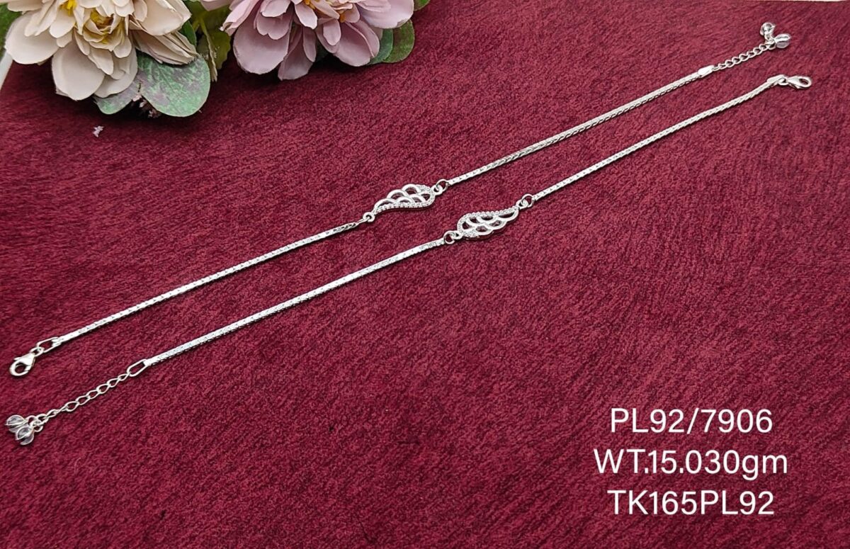Elegant Floral Payal/Anklet in Pure 925 Silver BIS Hallmarked