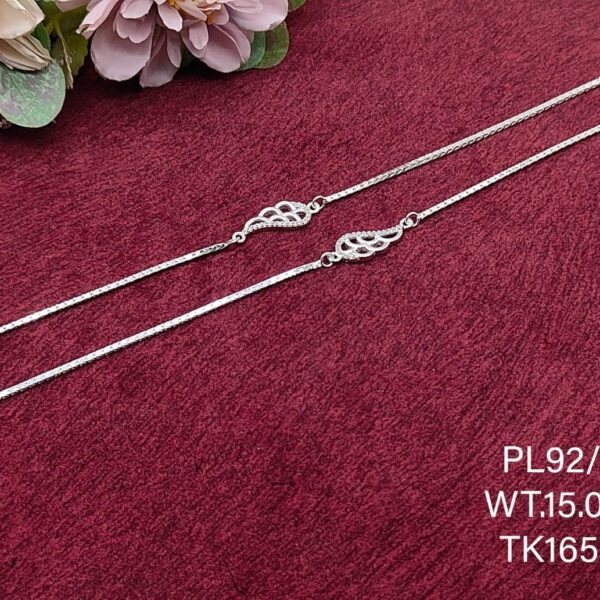 Elegant Floral Payal/Anklet in Pure 925 Silver BIS Hallmarked