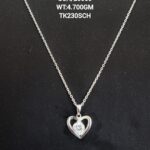 Chain with Diamond Heart Pendent in Sterling Silver 925