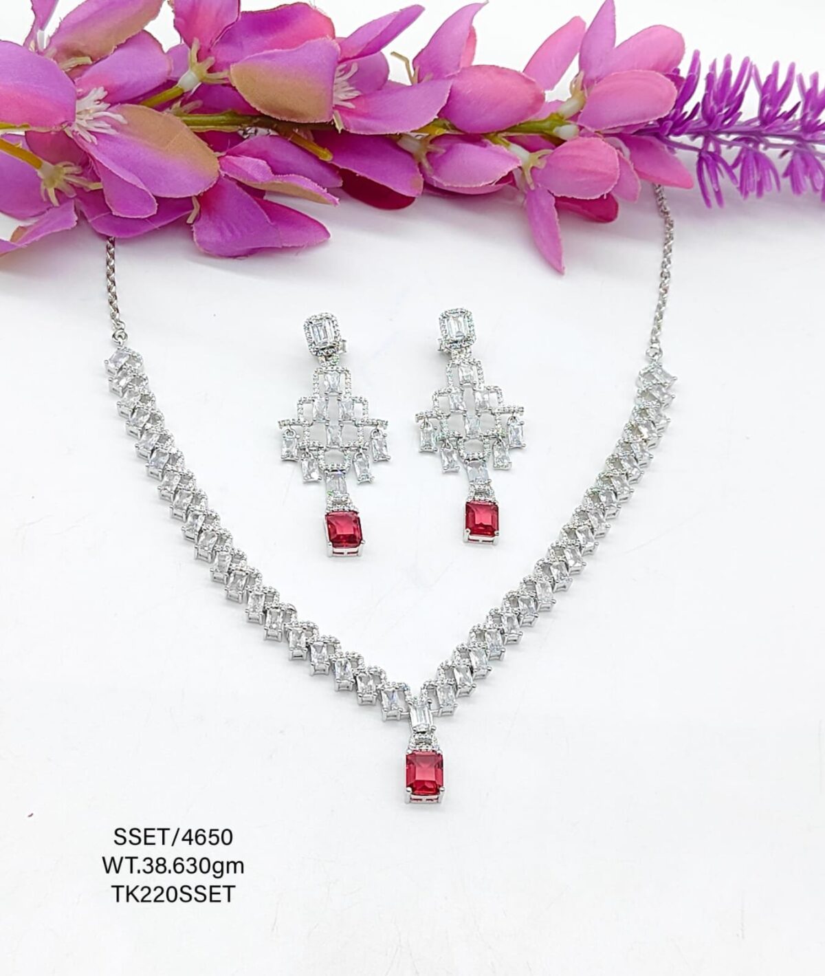 Stunning  Red Stone Necklace  set in Sterling Silver 925 - Image 1