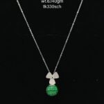 Chain with Vibrant Green&White Pendent in Sterling Silver