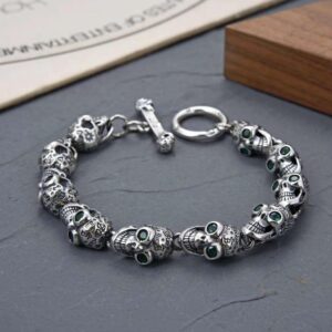 Skull Men's Turkey Bracelets in Sterling Silver Pure 925 BIS Hallmarked