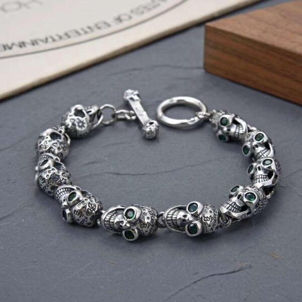 Skull Men's Turkey Bracelets in Sterling Silver Pure 925 BIS Hallmarked