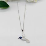 Chain with Blue&White Bird Pendent in Sterling Silver 925