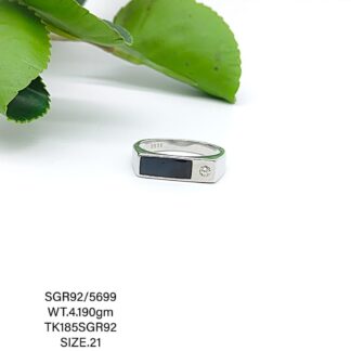 Black Stone Gents Ring in Sterling Silver Pure 925 BIS Hallmarked