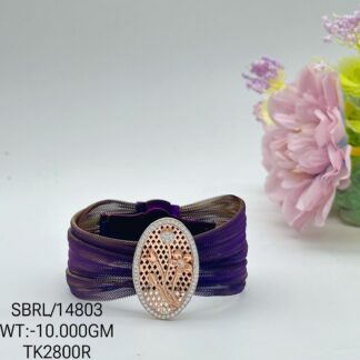 Stunning Floral Fabric Bracelet in Sterling Silver Pure 925