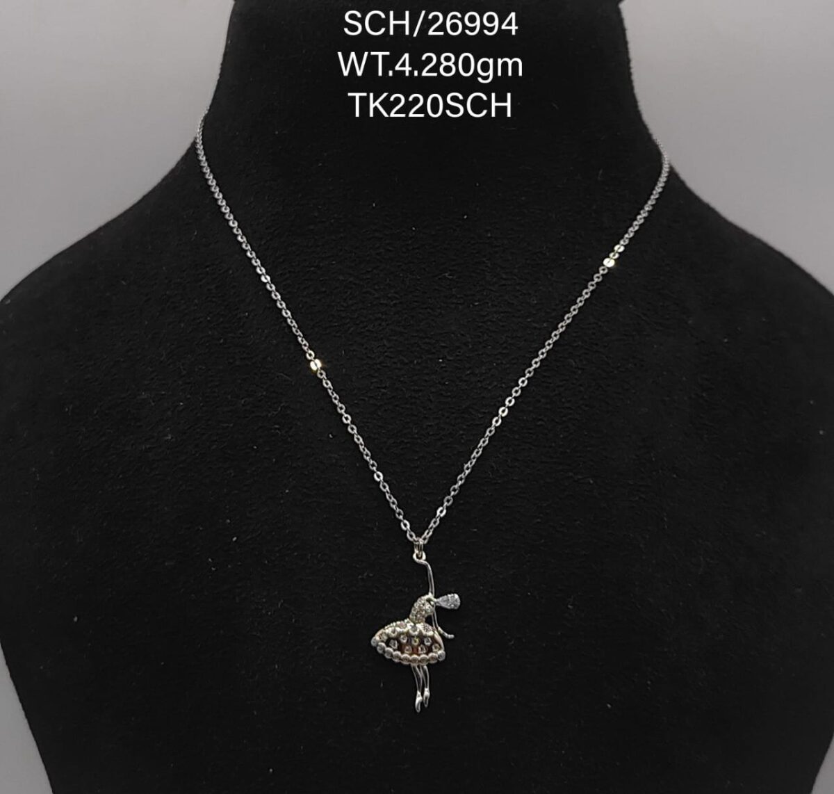 Elegant Dancing Doll Pendent Necklace in Sterling Silver925