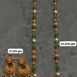 Temple Half Necklace With Earing in Pure Silver 925 BIS Hallmarked
