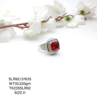 Stunning Red Stone Ladies Ring in Sterling Silver 925