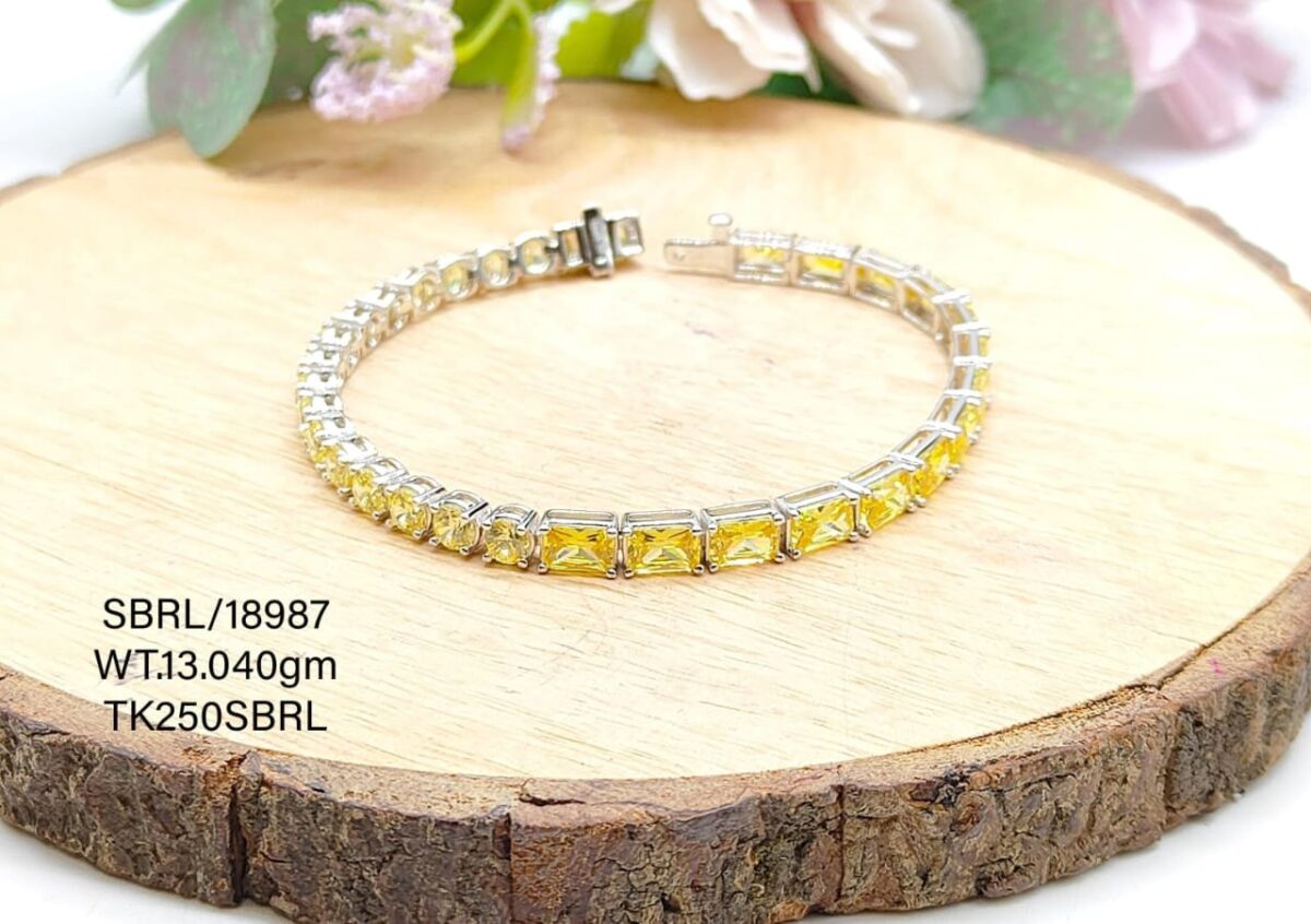 Stunning Diamond Crystal Bracelet in Sterling Silver Pure 925