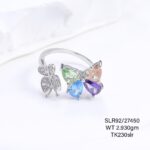 Multicoloured Butterfly Ladies Ring in Sterling Silver 925