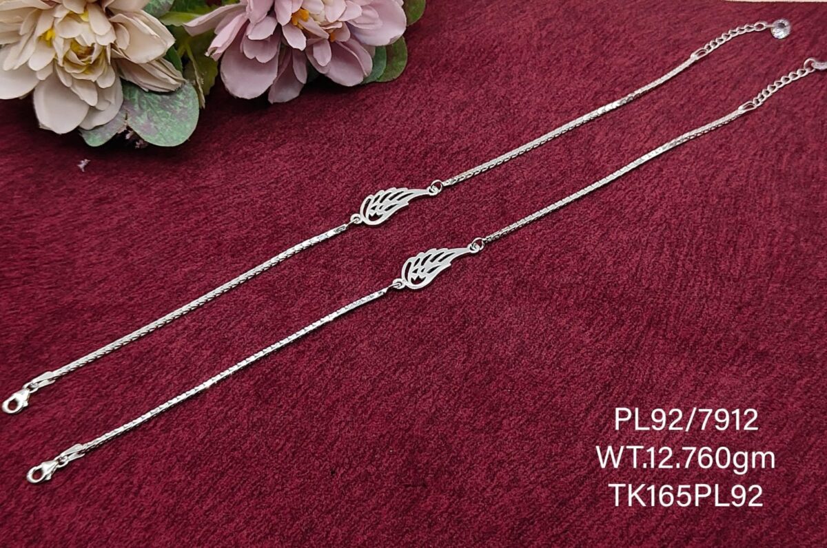Elegant Feather Payal/Anklet in Pure 925 Silver BIS Hallmarked - Image 1