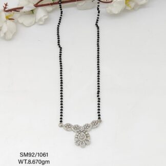 Pretty Mangalsutra in White Stone In Pure Silver