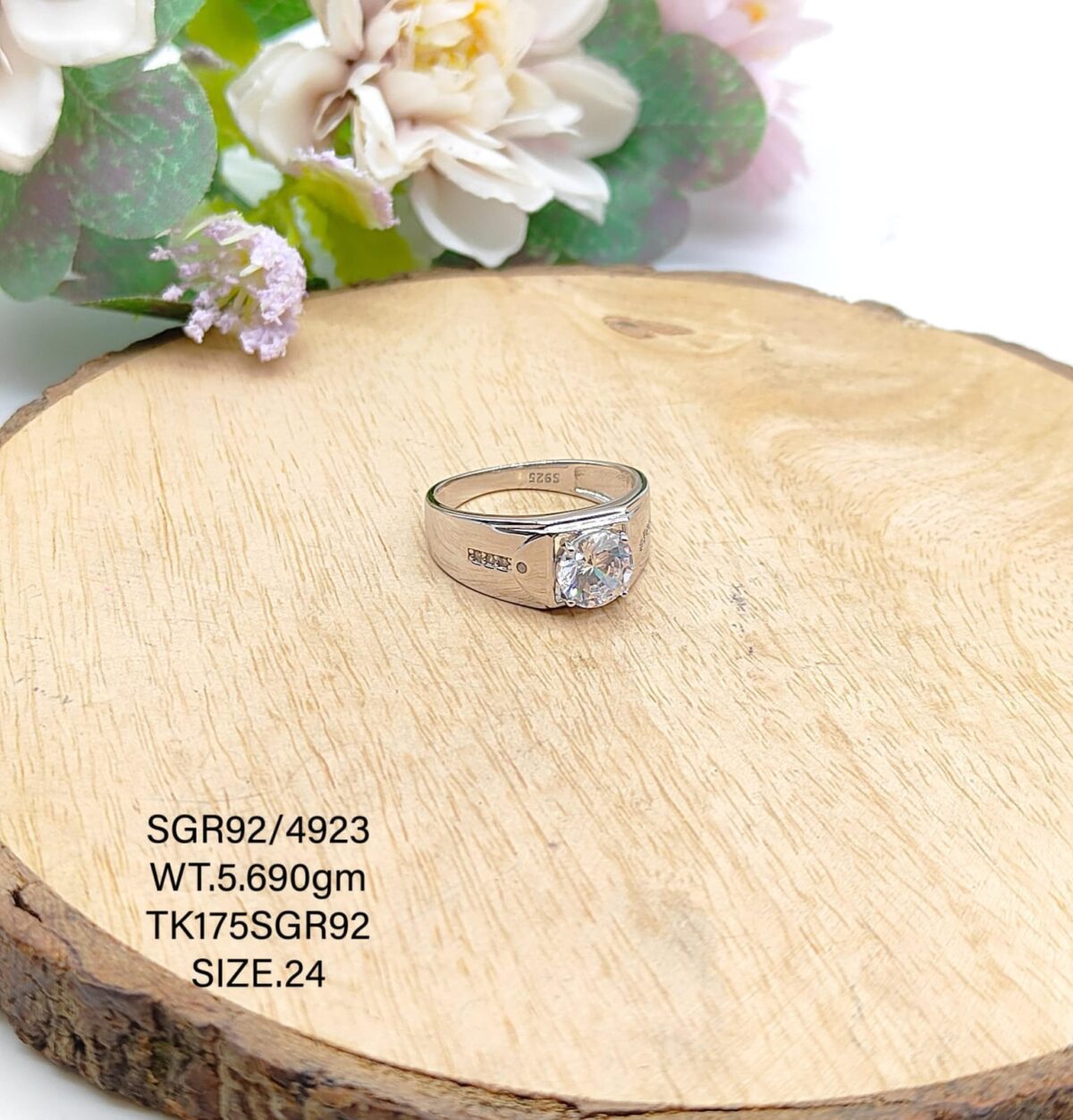 Solitaire Gents Ring in Sterling Silver Pure 925 BIS Hallmarked - Image 1