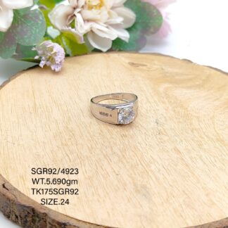 Solitaire Gents Ring in Sterling Silver Pure 925 BIS Hallmarked