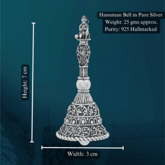 Hanuman Bell in Pure Silver 925 Hallmarked Width:3cm Hei:7cm