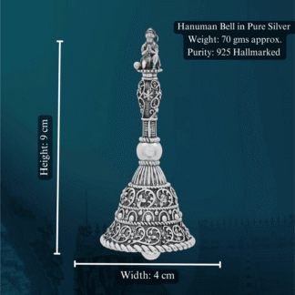 Hanuman Bell in Pure Silver 925 Hallmarked Width:4cm Hei:9cm